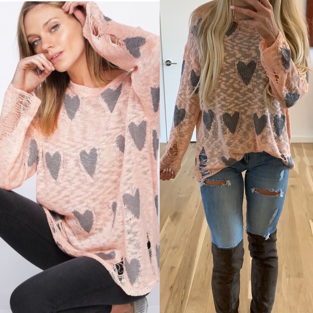 1️⃣ LEFT! Heart Destructed Tunic Sweater - Picture 2 of 8